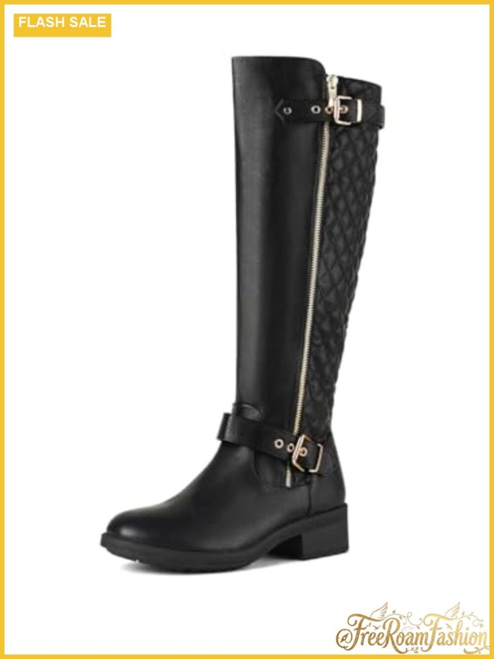 Women's Knee High Riding Boots Faux Leather Faux Fur Lined Block Heel